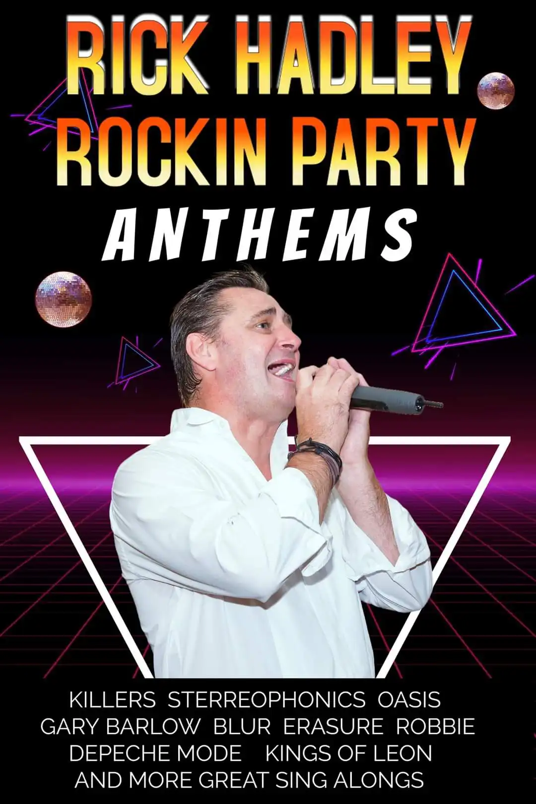 Rick Hadley performing live at Tropical Bar Benidorm, delivering rock and party anthems from Oasis, The Killers, and more.